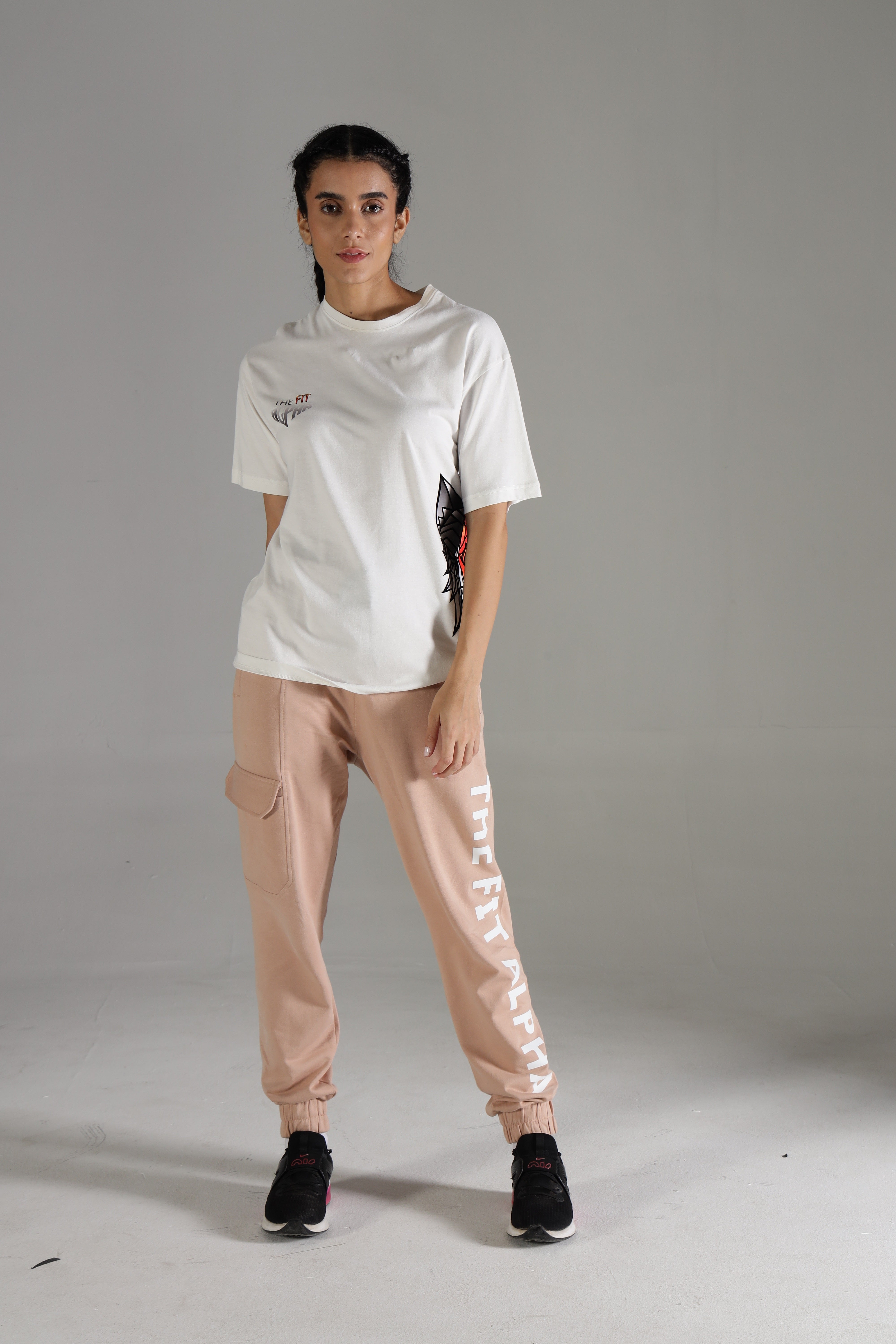 Cotton Terry Women Joggers - Peach