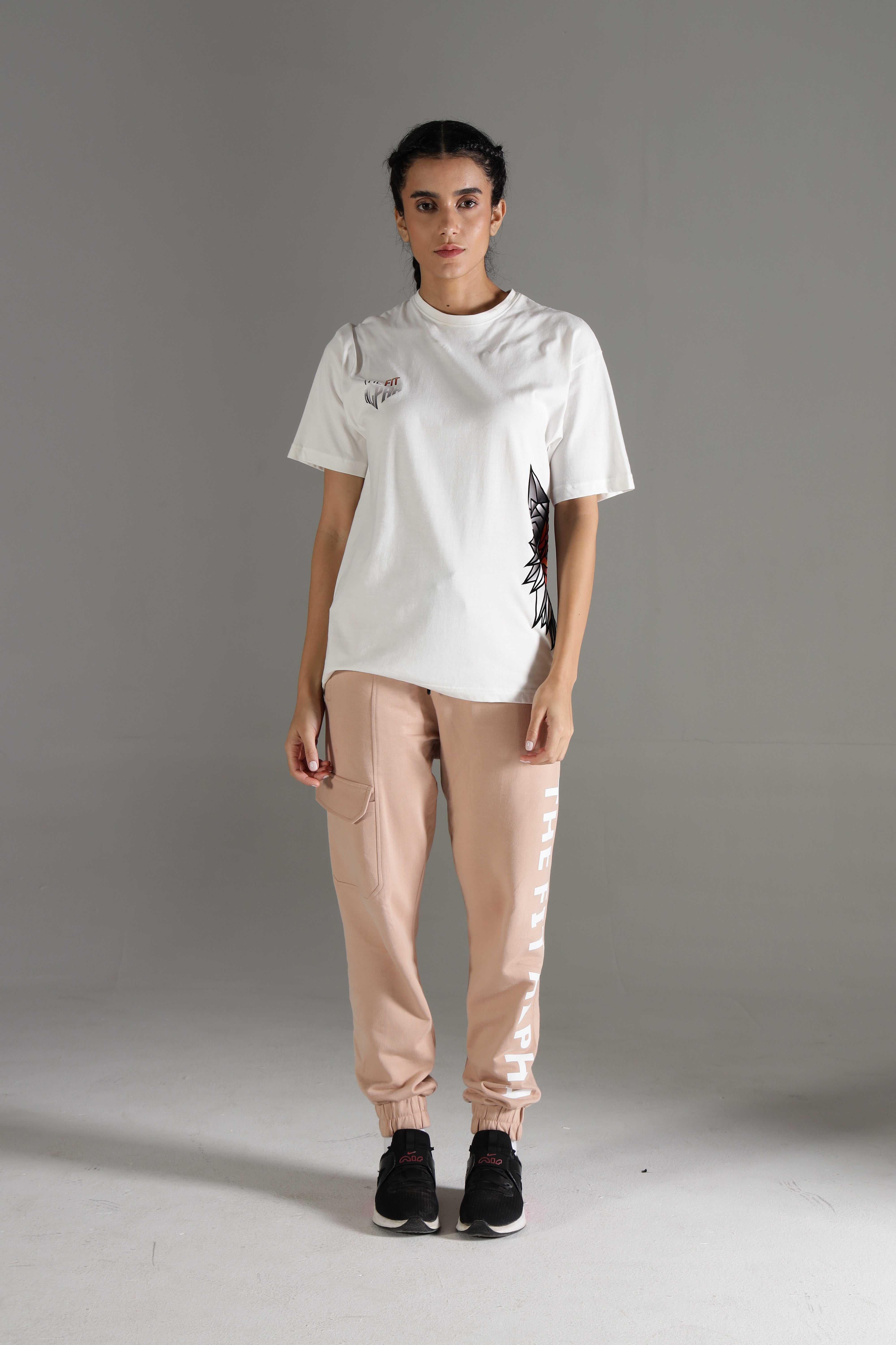 Cotton Terry Women Joggers - Peach